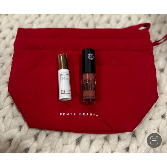 Fenty Beauty Other - Fenty Beauty Red Makeup Bag + Lip Products Set | Travel Cosmetic Pouch New
